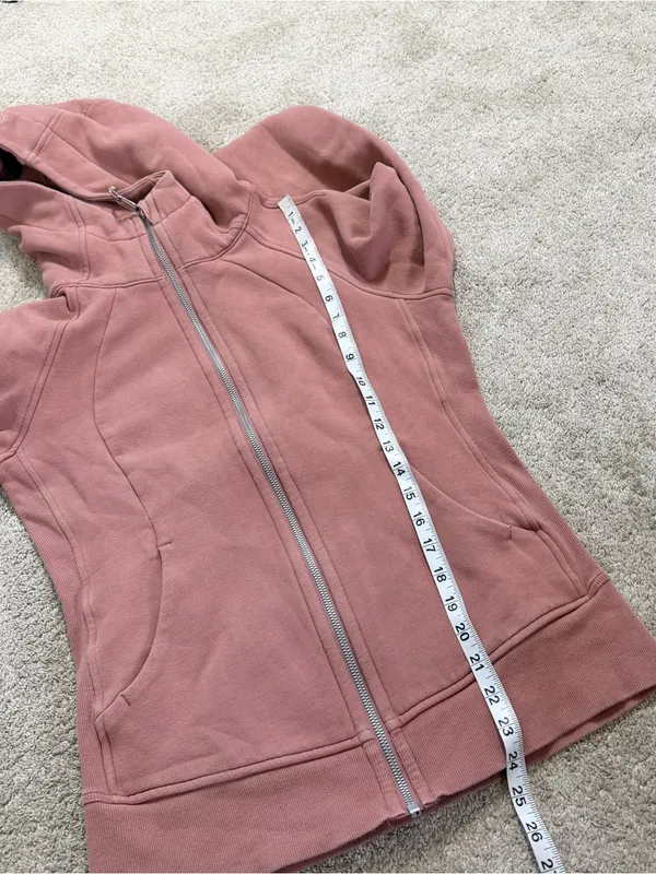 Lululemon Women’s Scuba Full Zip Hoodie Light Cotton Fleece in Pink Mauve a8 - Image 13