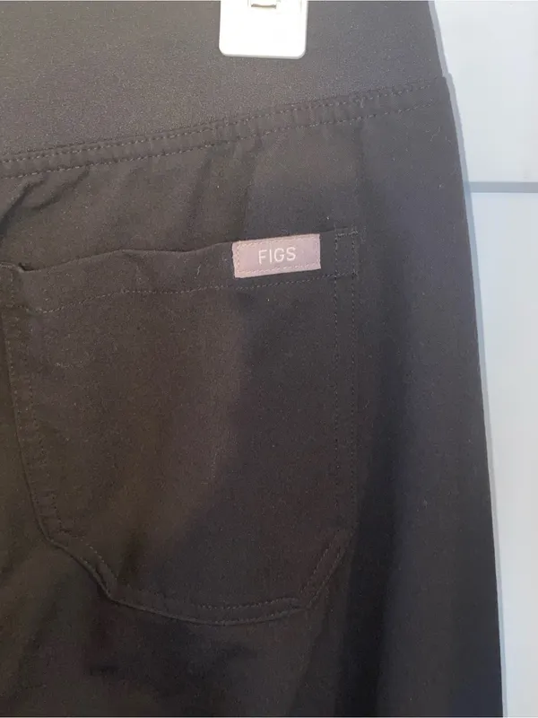 FIGS Black Scrub Pants Yoga Waistband Drawstring Technical Comfort - Image 7