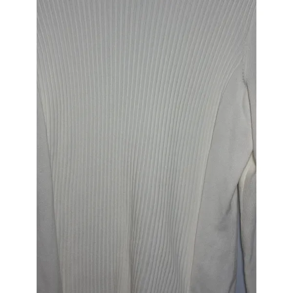 J.McLaughlin‎ Womens Ivory Ribbed Shoulder Button Cotton Modal Sweater Large - Image 2