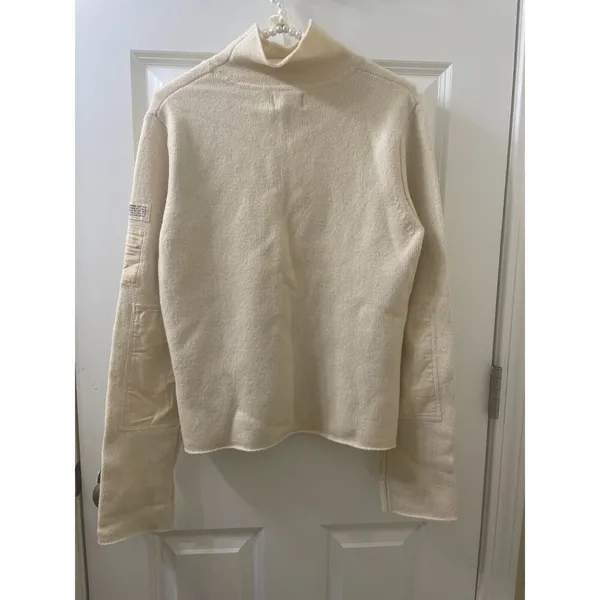 VTG Abercrombie & Fitch SWEATER Off-White Size L TURTLENECK Made in Hong Kong - Image 8