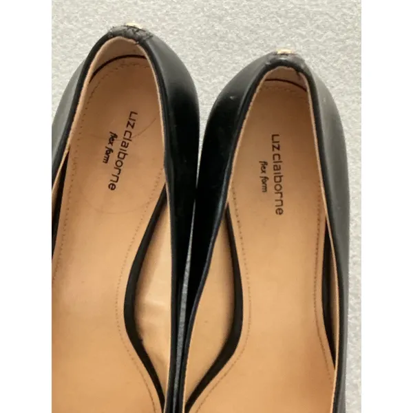 Liz Claiborne Pumps 10M Black Flex Form Pointed Toe Kitten Heels - Image 5