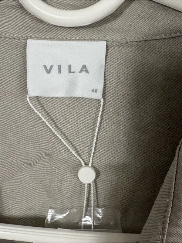 NWT Vila Vidania Gray Belted Shirt Dress MIDI 40 Front Button Spring Work Party - Image 4