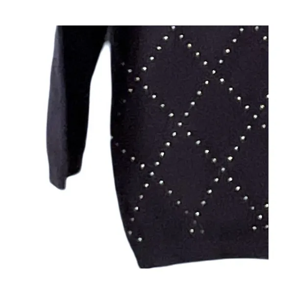 Tommy Hilfiger Sweater Womens Size XL Blue Pullover Stone Embellished V-Neck - Image 5