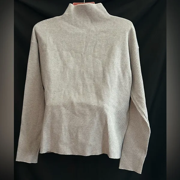 Adrienne Vittadini Heather Light Gray Textured Mock Cowl Sweater Women’s MD NWT - Image 2