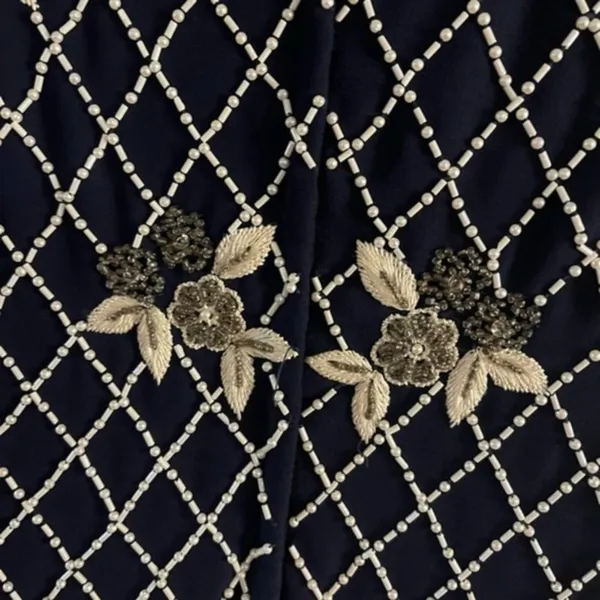 Papell Boutique Navy Beaded Evening Dress Size‎ 12 - Image 11