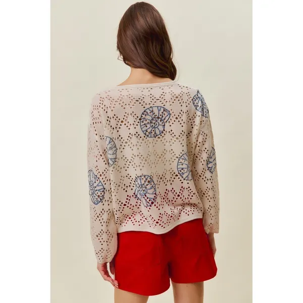SO ME Seashell Lightweight Sweater Top - Image 2
