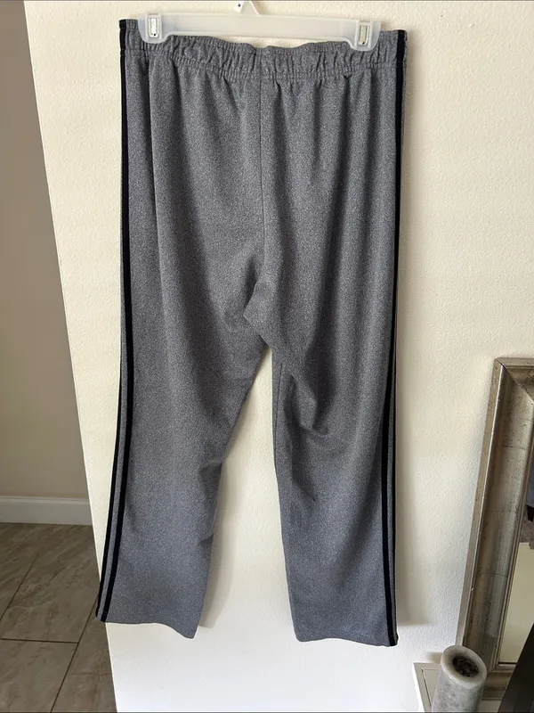 Adidas gray Y2k black Pull on sporty athletic loose straight pants M - Image 4