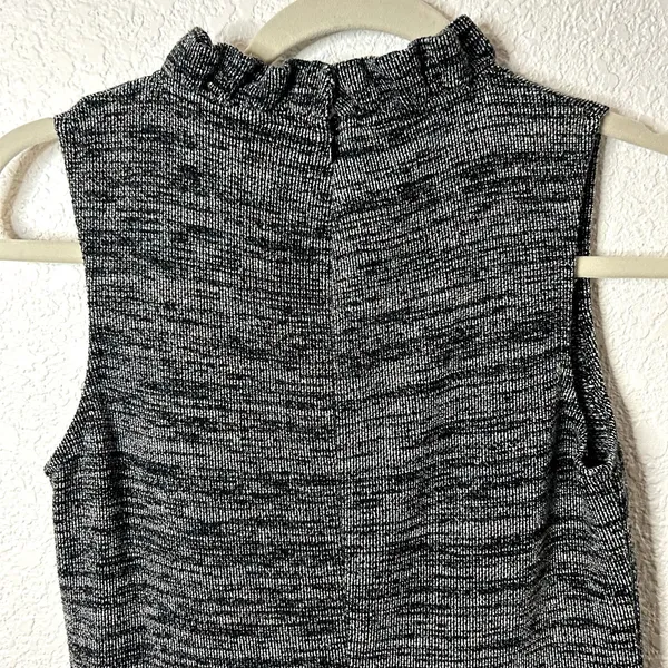 Ganni Anthropologie Pinnacle Tweed Knitted Ruffle Mock Neck Dress Medium - Image 11