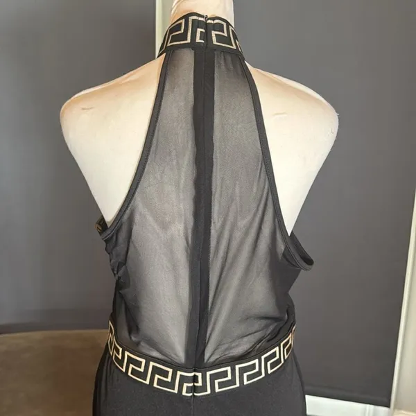 Women’s Black Halter Neck BodyCon Sleeveless Party Jumpsuit Wide Leg Size L NWOT - Image 5