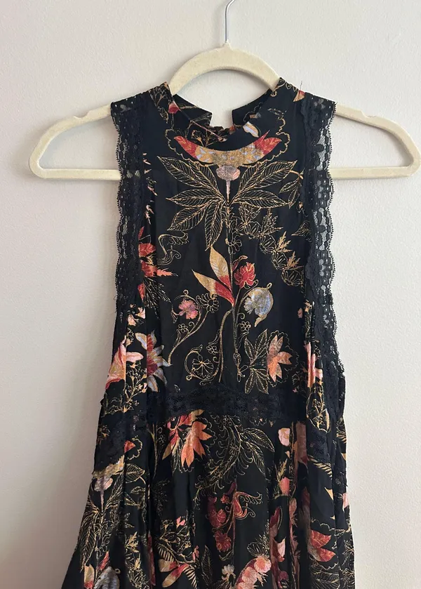 Free People She Moves Slip Dress Black Floral Lace - Image 9