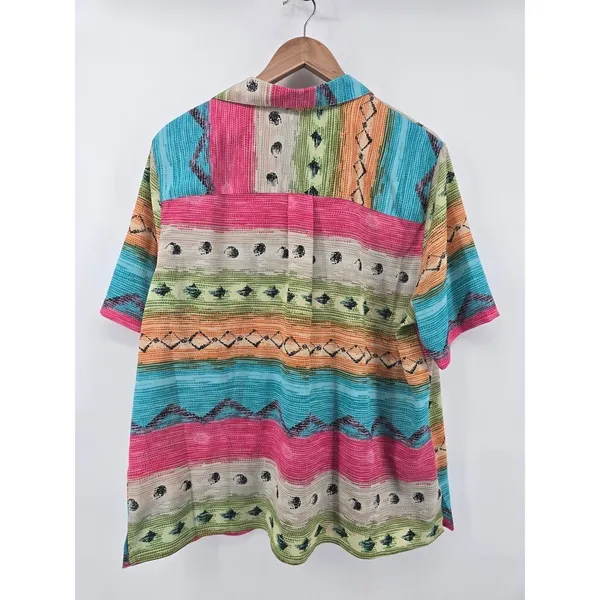 Alfred Dunner Top Womens 18 Vintage Multicolor Geometric Button-Down EUC - Image 3