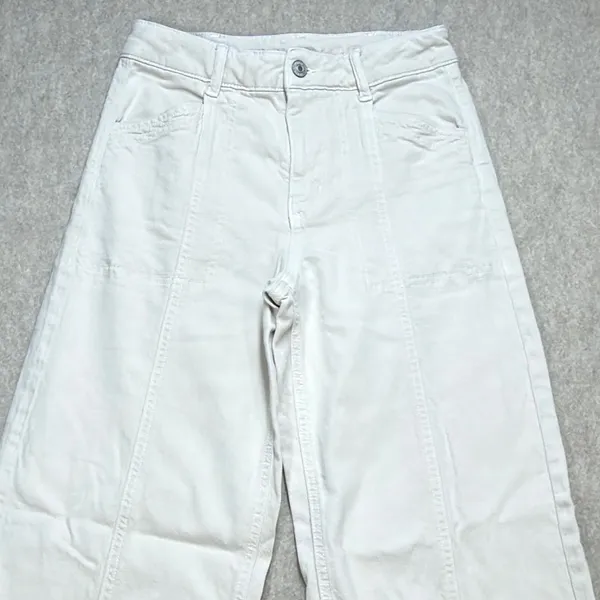 American Eagle Jeans Womens 0 Cream Wide Leg Boho Coastal Utility Front Seam - Image 7