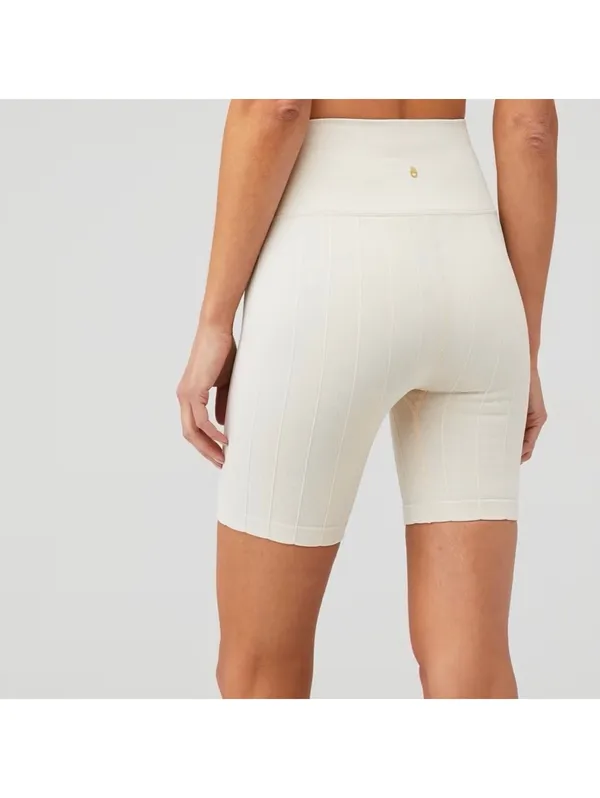 Spiritual Gangster Neutral Amara Wide Rib Heather Seamless Biker Short xs/s - Image 2
