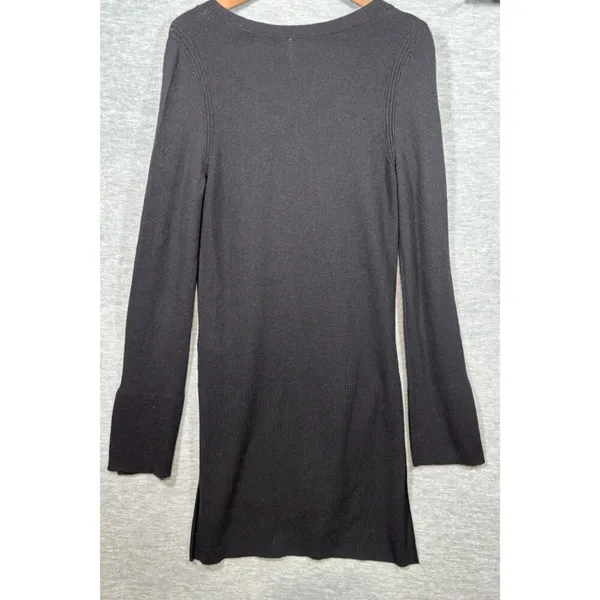 Free People Womens V-Neck Black Long Sleeve Sweater Tunic Dress M‎ - Image 9