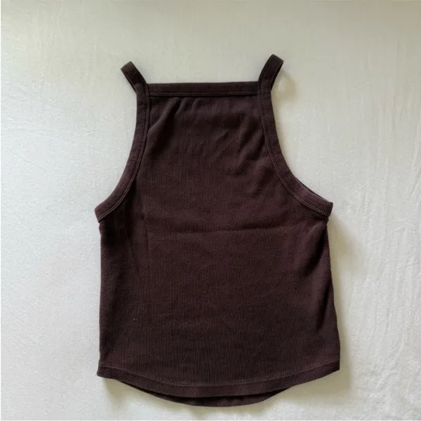 Abercrombie & Fitch Straight Neck Rib Tank Brown Small - Image 3