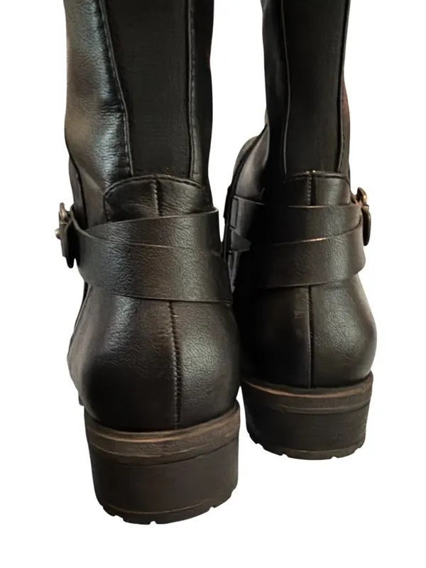 Baretraps Yvonna Black Faux Leather Riding Boots Size Zipper Wide Calf Size 9.5 - Image 5