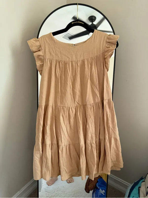 12th Tribe Coastal Town Soft Taupe Tiered Babydoll Dress - Image 2