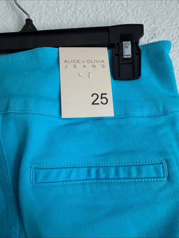 Alice + Olivia Sofia High Rise Boyfriend Jeans in Ocean Floor Blue, Size 25, NWT - Image 11