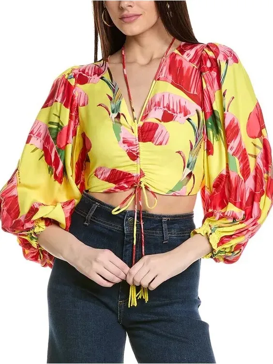 FARM Rio Lime Sweet Jungle Lenzing Viscose Crop Top XS - Image 7