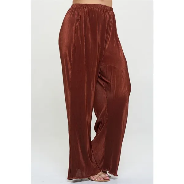 Gilli Cinnamon Satin Plisse Lettuce Hem Blouse & Flare Pant Set 2X NWT - Image 4