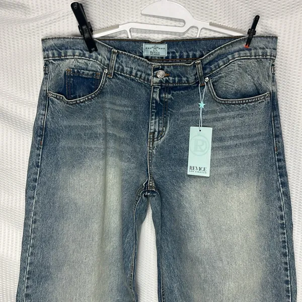REVICE new with tags Baggy, Straight Leg Jeans in Faded Blue Wash - Image 2