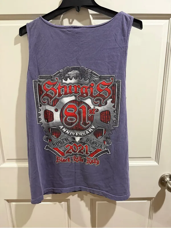 Comfort Colors Lavender Scoop Neck Tank- Sturgis 81st anniversary black hills bike rally sz L - Image 4