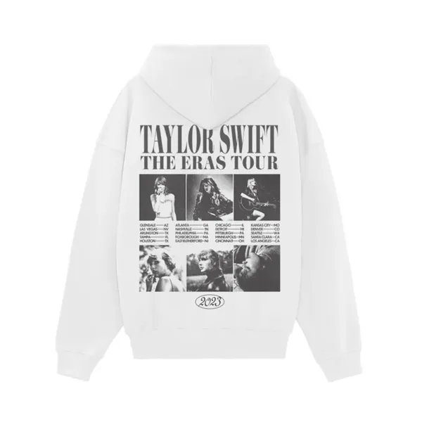 Taylor Swift The Eras Tour Collage White Hoodie - Image 3
