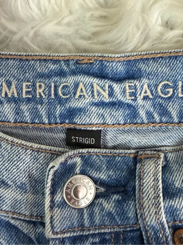 American Eagle Highest Rise Baggy Straight Jeans Size 000 Distressed - Image 4