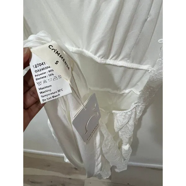 Commense NWT Women Small White Lace Open Back Mini Dress Summer Cottage Coquette - Image 9