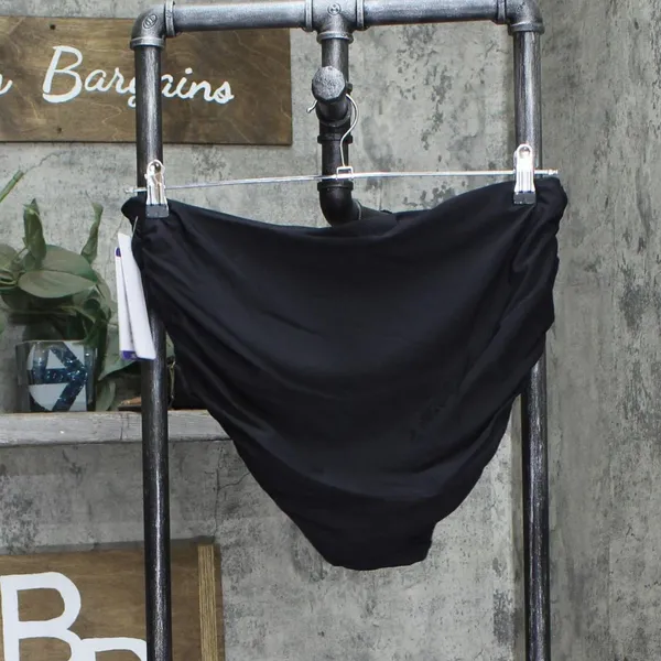 NWT Anne Cole Womens High Rise Ruched Foldover Bikini Swim Bottom Black 2XL - Image 2