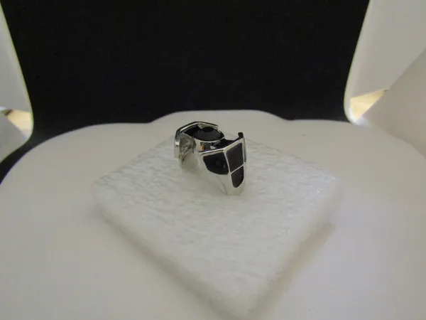 Black Cz Starship Tibetan Silver Ring - Size 7 - Image 2