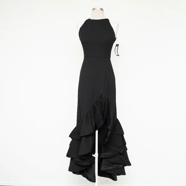 Betsy & Adam. Arielle Scuba Crepe Ruffle‎ Slit Gown. - Image 2