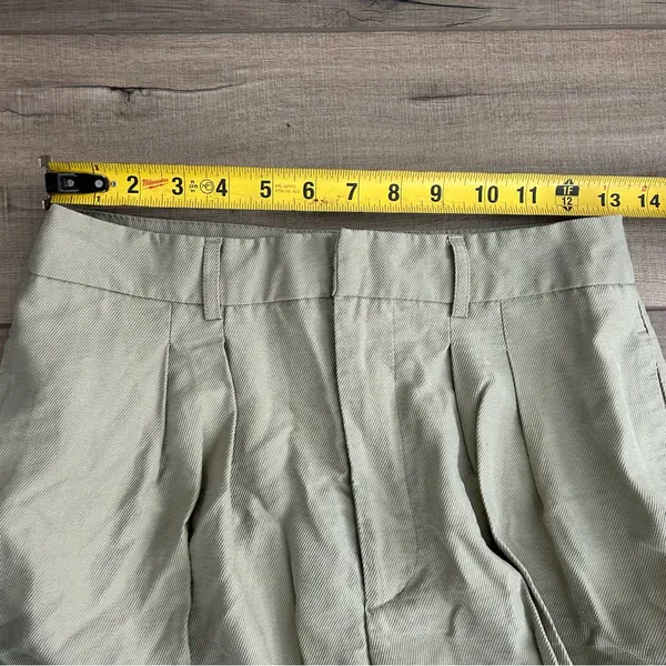 Zara High Rise Pleated Front Wide Leg Lyocell Light Sage Green Trouser Pants M - Image 6