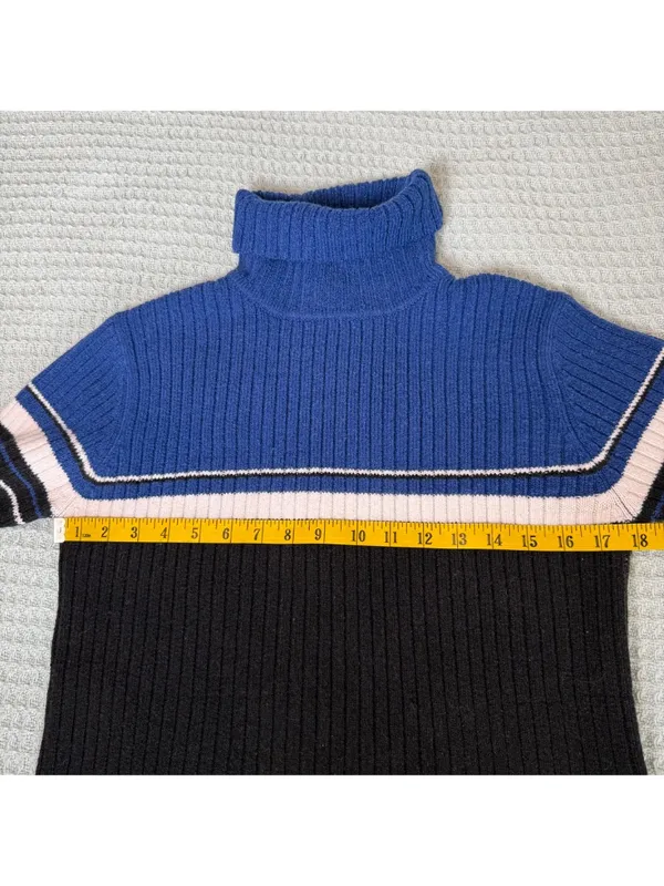 Vintage 90s Y2K Tangents Ribbed Striped Turtleneck Sweater Womens Large Shirt - Image 5