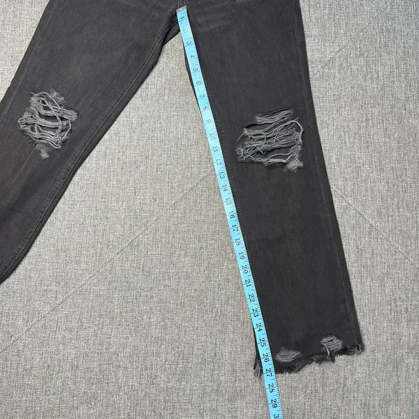 WE THE FREE Black‎ Distressed Denim Jeans 24 Mid Rise Button Fly Straight Leg - Image 3