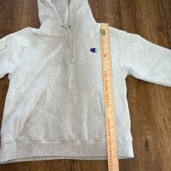 y2k Champion Reverse Weave Hoodie Heather‎ Grey Womens M Pullover Sweatshirt - Image 3