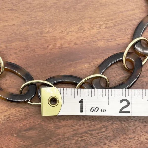 LOFT Necklace Tortoise Shell Gold Tone Oval Link Chain Preppy Chic Mob Wife City - Image 10