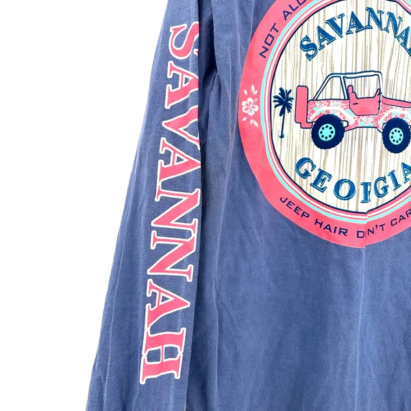 Gildan‎ Size Medium Long Sleeve Savannah Georgia Graphic Tee Shirt T-Shirt Top - Image 3