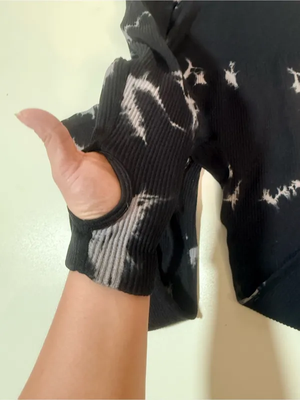 Women's Black Tie-Dye Long-Sleeve Jumpsuit - Image 7
