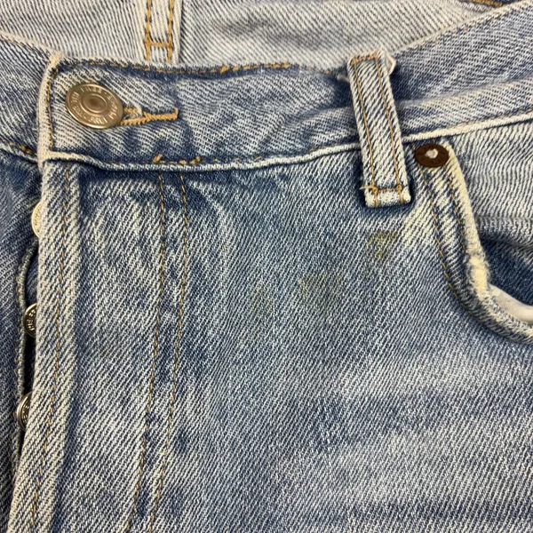 We The Free Jeans Womens 28 Blue Light Wash High Rise Straight Distressed Hem - Image 8