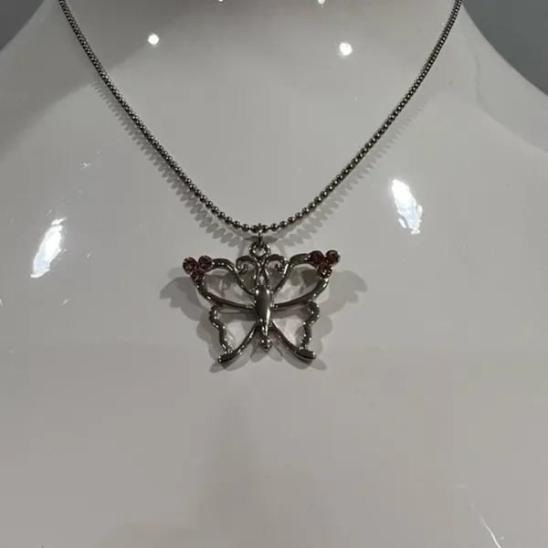 Necklace with Butterfly Pendant Silver - Image 3