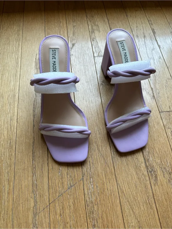 Steve Madden Lavender Braided Strap Block Heel Sandals - Image 2