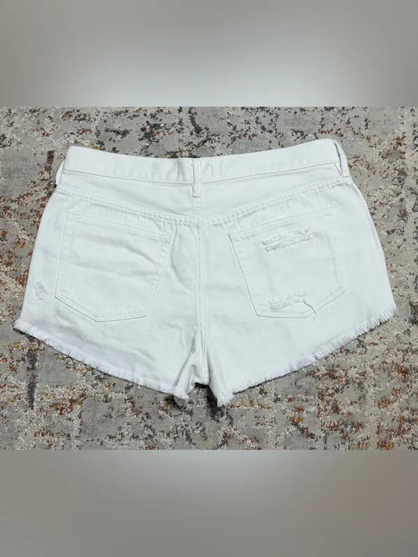 Free People We the Free Loving Good Vibrations Distressed white Shorts size 30 - Image 8