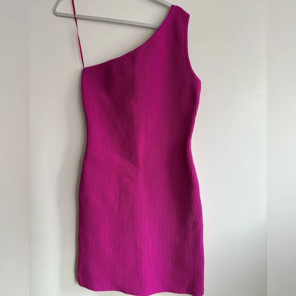 Sincerely Jules Vibrant Pink One-Shoulder Bodycon Dress Size L - Image 2