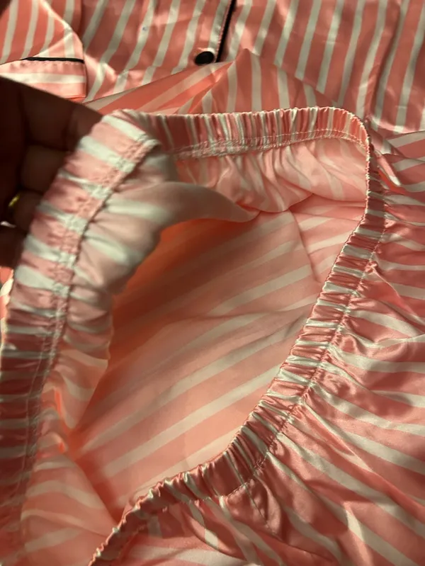 Luxenight Striped Button Up Satin Pajama Set,Size 1X. NWOT - Image 3