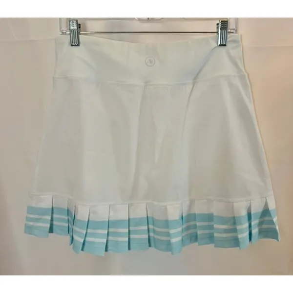 Addison Bay Birdie Pleated Tennis/Golf Skirt White Light Blue Women's sz. M - Image 3