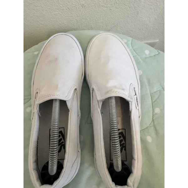 Vans Classic Slip-On Womens White Canvas Sneakers US 7.5 EU 38 Round Toe - Image 10