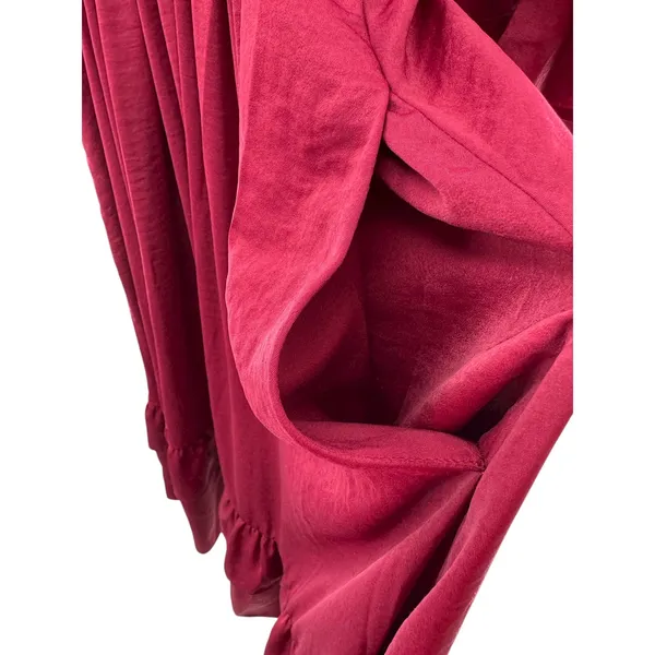 Kobi Halperin Bryant Ruffle Trim Midi Dress Red Boho‎ Satin Tiered Size Small - Image 8