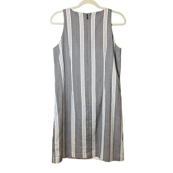 Ann Taylor Black & Cream Striped Sleeveless Sheath Shift Dress Size 6 EUC - Image 3