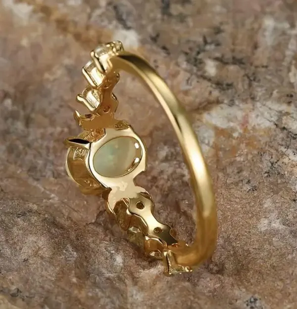 oval white Aussie Moon ring retro light luxury four - Image 4